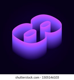 3d isometric pink purple outline number vector dark background, futuristic neon count down illustration, digital design for web e-commerce sales promotion, abstract number eight 8 symbol typography