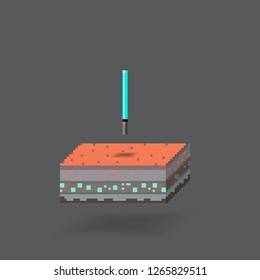 3D Isometric Pixcel 8-bit Landscape Cube Lyseber Sword. Icon Can be used for Game, Web, Mobile App, Infographics. Game asset