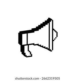 3d isometric pixel megaphone icon vector pixelated  loudspeaker sign for 8bit games 