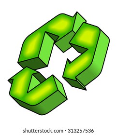 A 3D isometric recycling symbol with inner glow.