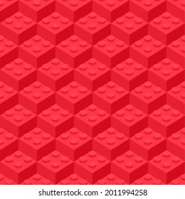 3d Isometric red building block brick toy for children, Seamless pattern background for fashion, fabric, print, kid flyer, banner, poster, web, online, ads, and social media. vector illustration