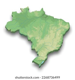 3d isometric relief map of Brazil with shadow 