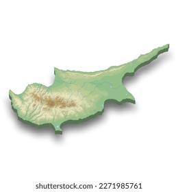 3 quinquies mapa isométrico de alivio de Chipre con sombra