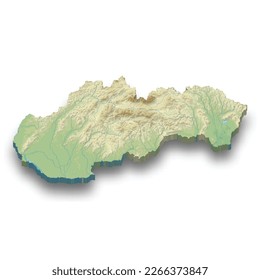 3d isometric relief map of Slovakia with shadow 