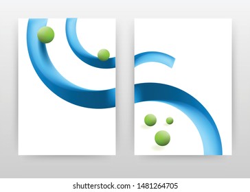 3D isometric round blue line with falling freen round pearls design for annual report, brochure, flyer, poster. background vector illustration for flyer, leaflet, poster. Abstract A4 brochure template