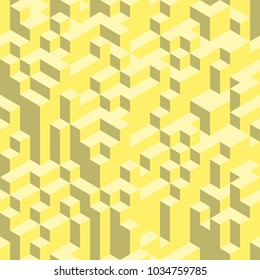 3d isometric seamless pattern. Cube landscape. Desert