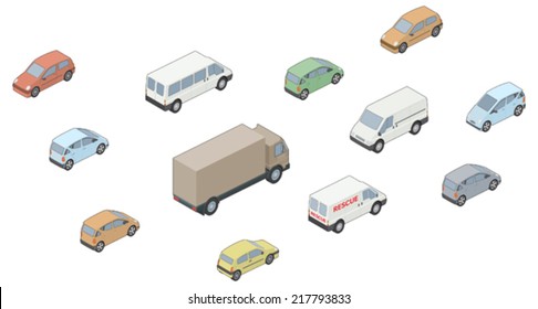 3D, Isometric selection of vehicles