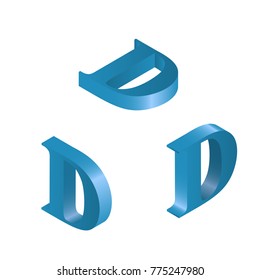 3D isometric set of D letter., vector illustration