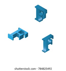 3D isometric set of F letters., vector illustration