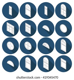 3d isometric set of flat icons window in vector format eps10