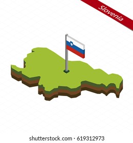 3D isometric shape of Slovenia. Vector Illustration.