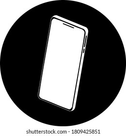 3d isometric smartphone in circle icon. Realistic cell phone can be a template for infographics or presentation of interface. Frame less smartphone. Vector Illustration UI/UX design. 