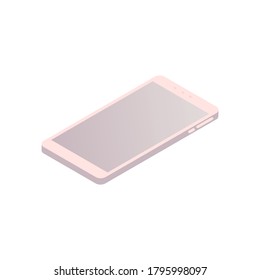 3d isometric smartphone. Realistic cell phone can be a template for infographics or presentation of interface. Frame less smartphone. Vector Illustration UI/UX design. Mockup generic device concept.
