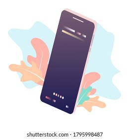 3d isometric smartphone. Realistic cell phone can be a template for infographics or presentation of interface. Frame less smartphone. Vector Illustration UI/UX design. Mockup generic device concept.
