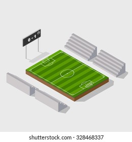 3d Isometric Soccer Field With Scoreboard,vector