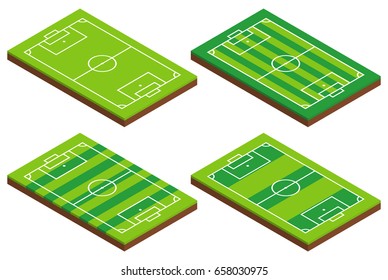 3d isometric soccer fields. Vector