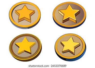 3D isometric star icon placed inside a circular badge frame