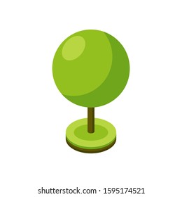 3d isometric stylized green tree. City plant.  Geometric spherical shape icon for isometric maps, games and design. Vector illustration.