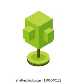 3d isometric stylized green tree. City plant. Geometric prism shape icon for isometric maps, games and design. Vector illustration.