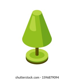 3d isometric stylized green tree. City plant. Geometric cone shape icon for isometric maps, games and design. Vector illustration.