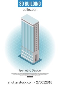 3d isometric tall building icon. Vector illustration