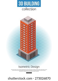 3d isometric tall building icon. Vector illustration