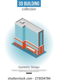 3d isometric tall building icon for map. Vector illustration