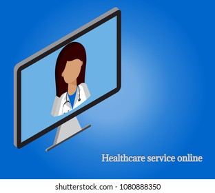 3D Isometric telemedicine flat illustration concept, isolated on light gradient background. Online medical consultation and support, illustration of medical service.