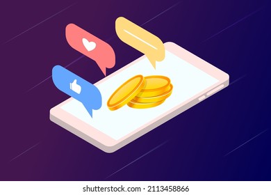 3d isometric template for digital marketing, ecommerce, social media marketing, ads, online shopping, business page. Modern vector illustration concept for website and mobile website development.