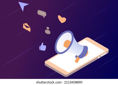 3d isometric template for digital marketing, ecommerce, social media marketing, ads, online shopping, business page. Modern vector illustration concept for website and mobile website development.