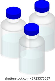 Botellas de reactivo transparente isométrico 3d