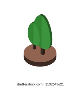 3D isometric tree on brown circular surface