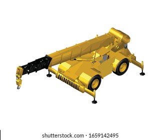 3d isometric truck crane vector