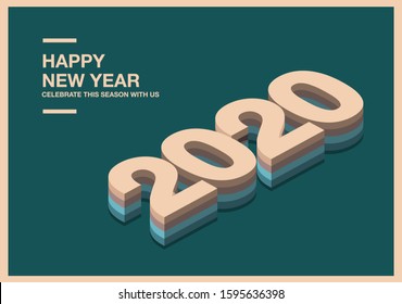 3d Isometric Vector Design Happy New Year 2020 Banner Post