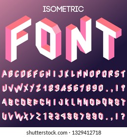 3d isometric vector font. Isometric letters, numbers and symbols. Three-dimensional stock vector typography for headlines, posters etc. Isometric vector alphabet