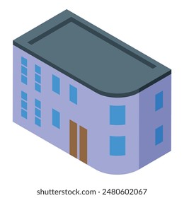 3d isometric vector graphic of a contemporary blue office structure with windows