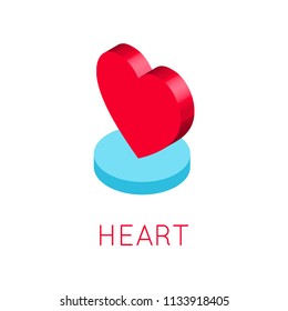 3D isometric vector icon of a heart shape
