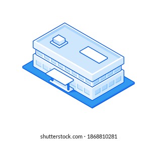3d isometric vector illustration of contemporary public building with entrance element for airport terminal or other designs isolated on white background