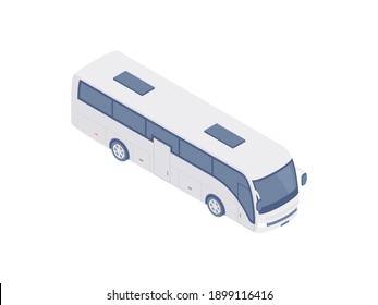 3d ilustración vectorial isométrica del bus de pasajeros contemporáneo para diseños web con concepto de viaje y transporte aislado en fondo blanco