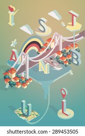 3d isometric vector illustration istanbul poster