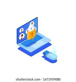 3d Isometric Vector Illustration Of Protection Of Your Personal Information On Your Desktop PC