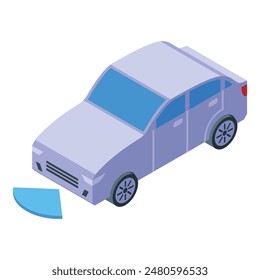 3d isometric vector illustration of a purple car with the driver's door open