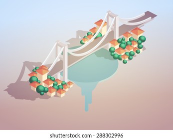 3d isometric vector istanbul bosphorus bridge