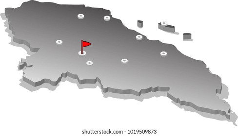 3d isometric view map of Honduras with gradient and cities. Isolated, white background
