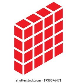 3d isometric wall, firewall icon, symbol and logo. Guard, shield, protection, and block concept icon