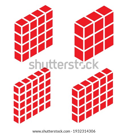 3d isometric wall, firewall icon, symbol and logo. Guard, shield, protection, and block concept icon