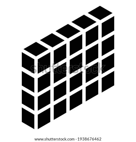 3d isometric wall, firewall icon, symbol and logo. Guard, shield, protection, and block concept icon