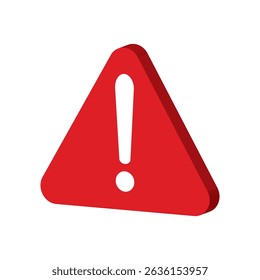 Señal de atención de advertencia de peligro 3D con símbolo de signo de exclamación en un triángulo rojo. Peligro, Ilustración vectorial. Icono de atención 3d.