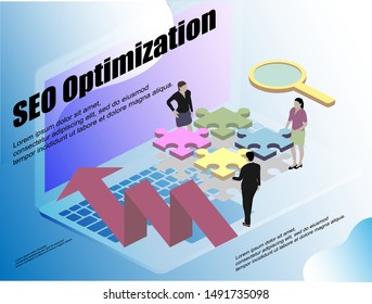 3d isometric for web design. Desktop computer monitor. Vector 3d isometric illustration. Business idea concept. Office concept business people vector illustration flat design