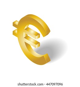 3D isometric web icons euro money sign gold color  isolated on white background, money, finance, banking, vector illustration design
